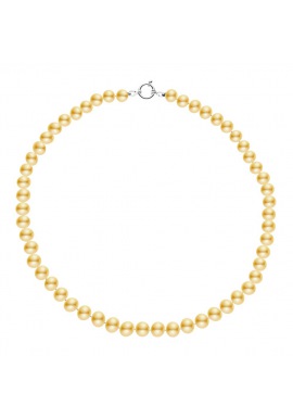 Collier Rang Princesse Fermoir avec Anneau Marin Or Blanc