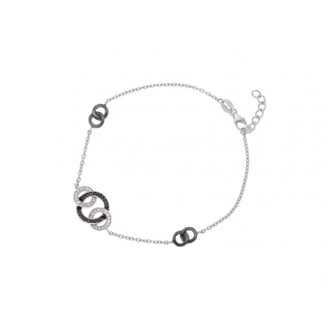 Bracelet en Argent avec Motif Trio Cercles Sertis